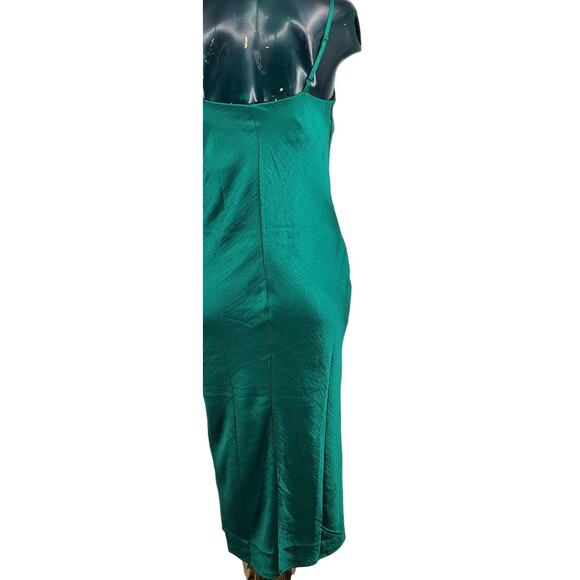 Justify Forest Green Cowl Neck Midi Satin Dress Spaghetti Strap Size M NEW 2719 - Picture 2 of 13